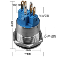 长丰 ZLQ22B防水22mm带灯金属按钮开关 自锁式自复式多种颜色可选可定制