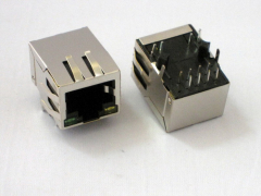RJ45带变压器网络插座 100兆带LED带弹片接口 RJ45滤波器带灯带弹插座