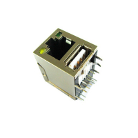 广东厂家批发RJ45+USB带灯带壳PCB网络插座 PCB插座